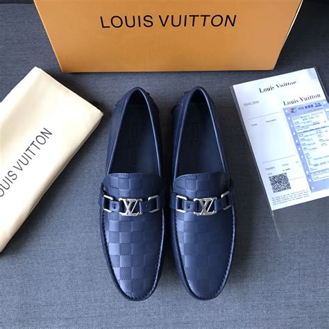 louis vuitton blue loafer with gold lv|Louis Vuitton loafers.